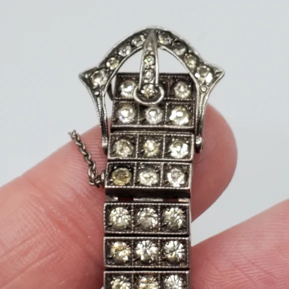 Antique art deco 1917 Diamonbar bracelet Sterling silver buckle clasp collectors
